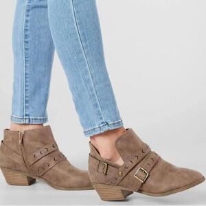 Now or Never Taupe Low Ankle Boots 6.5